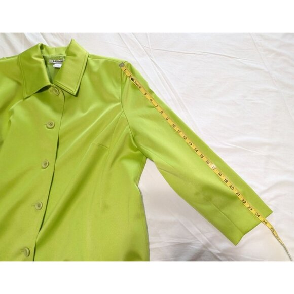 Nygard Womens Lime Green Mid-Length Button-Front Dress Jacket 18W Polyester Blen - Picture 12 of 13